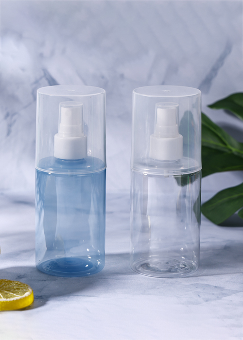 Botella de spray transparente de tapa grande cilíndrica PET de 200 ml