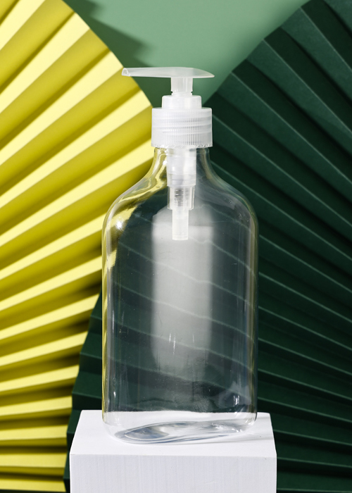 Botella de desinfectante de manos con bomba de loción transparente PET de 500 ml