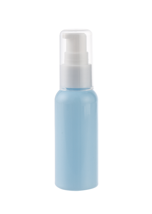 La solución de limpieza de anteojos de botella con bomba de presión de loción PET de color sólido de 50 ml es fácil de transportar y embotellar