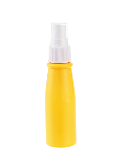 Botella desinfectante de alcohol de botella cónica de PET de color real de 60ml