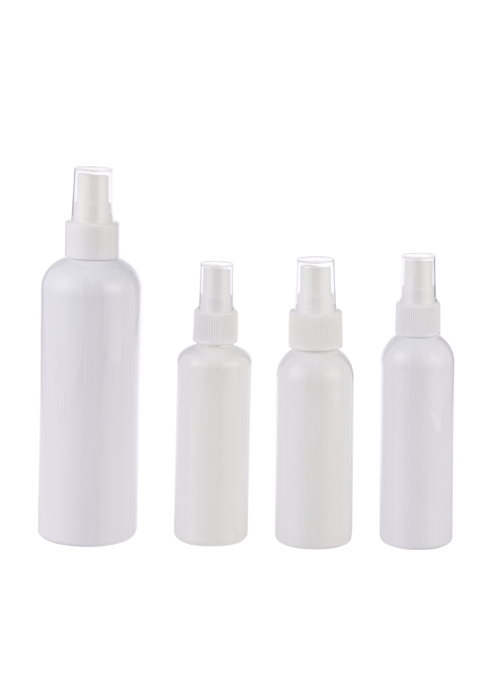 100-250ml blanco PET spray botella redonda desinfectante esterilización alcohol spray botella