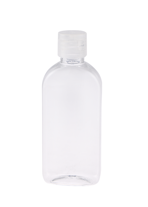 60-100ml PET ovalado gel loción flip top botella desinfectante de manos botella