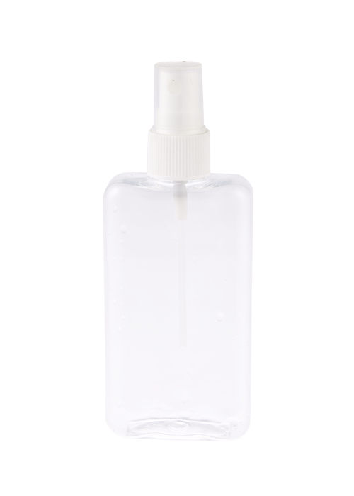 Botella de spray transparente PET ovalada plana de 100 ml