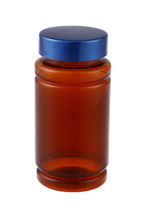 Botella de cápsula de bambú PET de 150 g Botella de producto de salud con tapa de metal marrón