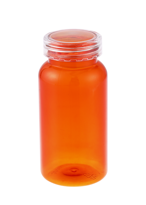 Tapa transparente PS de 150 g con botella de cápsula de producto de salud PET