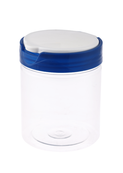 Tarro PET transparente con tapa abatible para frutos secos y cereales de 400 ml